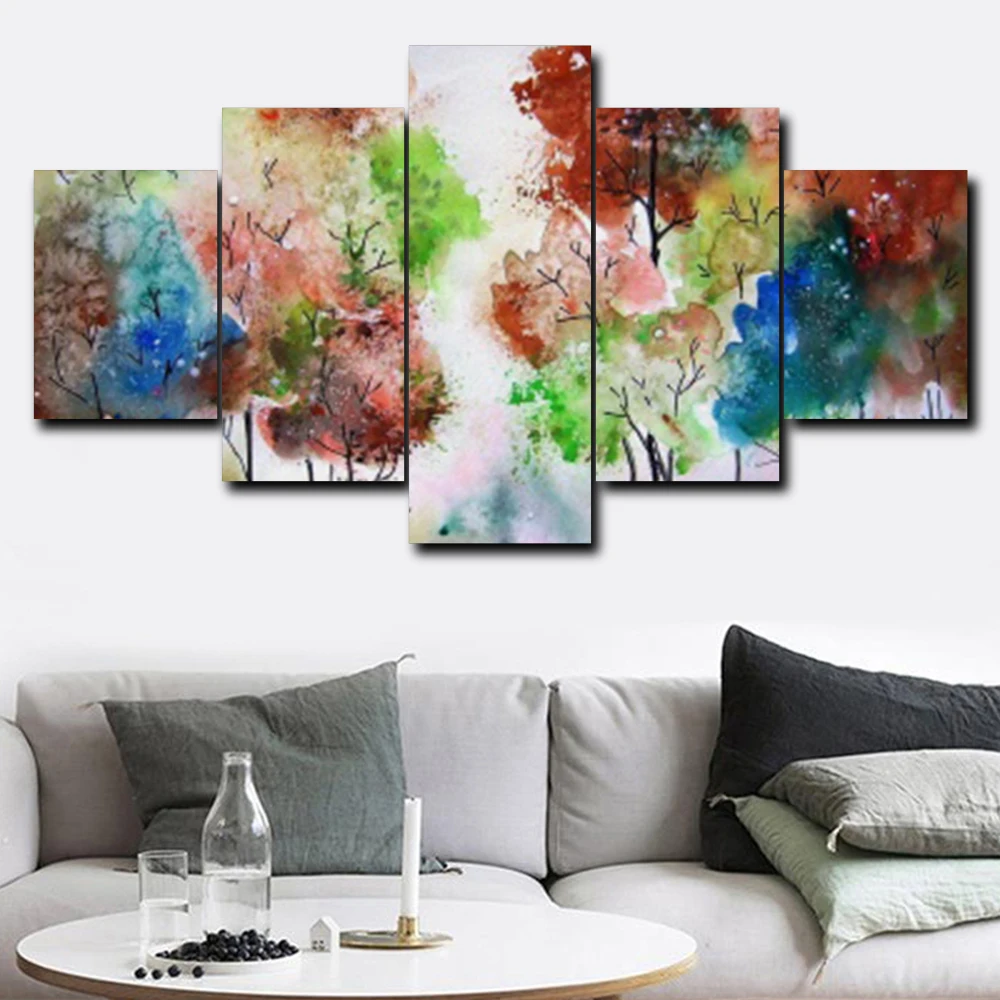 Spring Scenery Abstract Modern Poster Watercolor Canvas Oil Painting For Living Room Cuadros Home Decoration Wall Art No Frame | Дом и сад