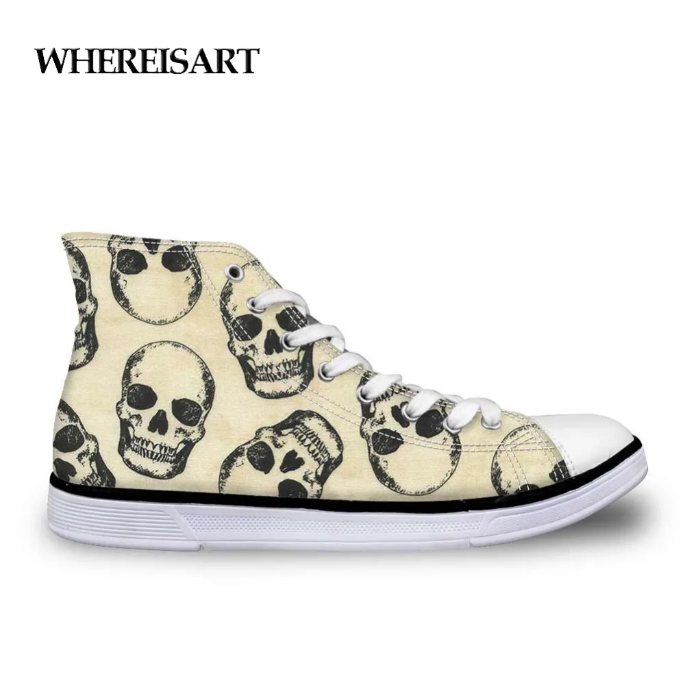 WHEREISART/Мужская Вулканизированная обувь крутая с принтом черепа в стиле панк