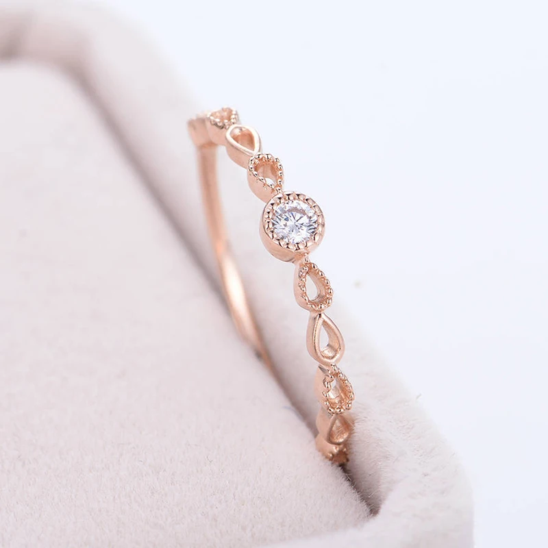 Tisonliz Изящные полые циркониевые Кристальные кольца розовое золото серебряные