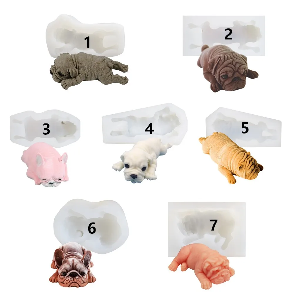 7 видов силиконовых форм Shar Pei Dog 3D мыло помадка аксессуары для украшения тортов