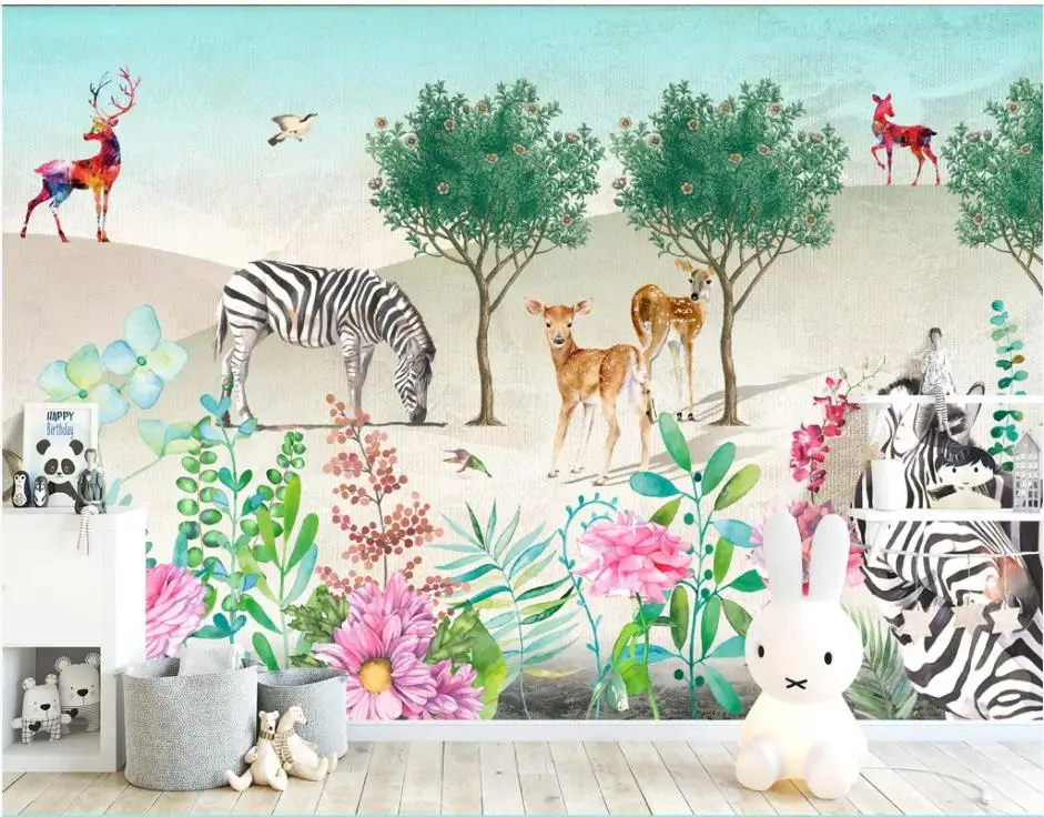 Пользовательские фото обои 3d фрески для стен 3 d идиллический свежий Зебра Лось