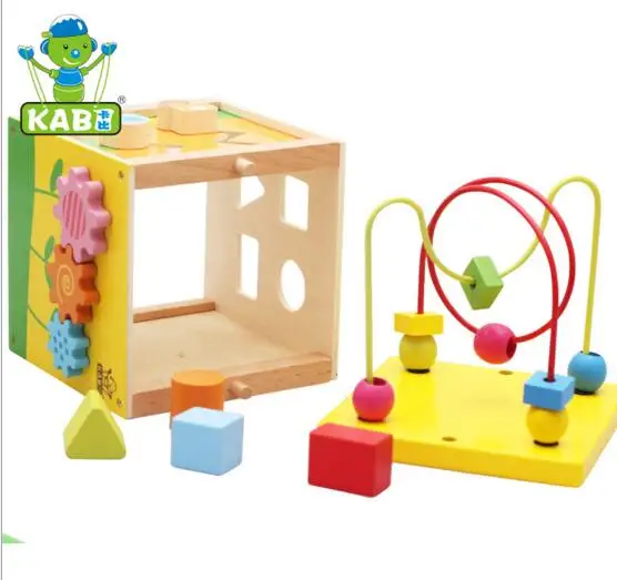 Kids Toddler Baby Colorful Wooden Around Beads toy box Wire Maze learning shape clock Educational Toy juguetes | Игрушки и хобби