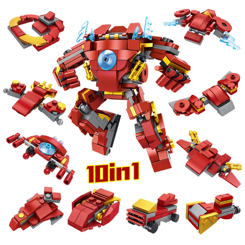 222pcs 10in1 Steel Armor Building Blocks Iron Man Figure Model Bricks compatible legoed Toys For Kids Gifts | Игрушки и хобби