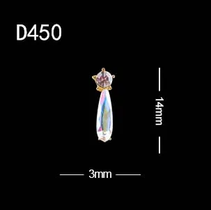 D450 10 шт./лот,, амулеты, Длинные полосы, стразы, для украшения ногтей, 3D, квадратная форма C, сплав, драгоценные камни для ногтей - Цвет: D450