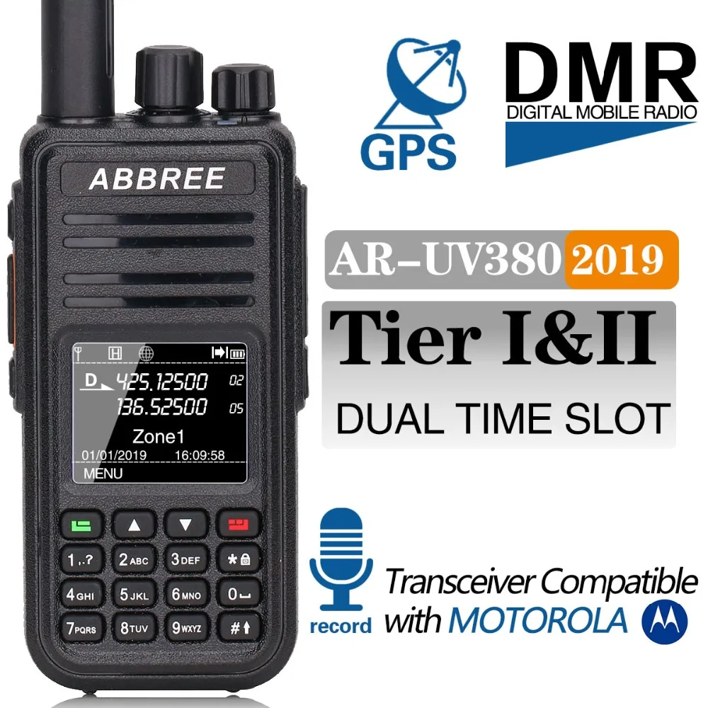 ABBREE AR UV380 DMR цифровая аналоговая рация (GPS) двойной ретранслятор времени