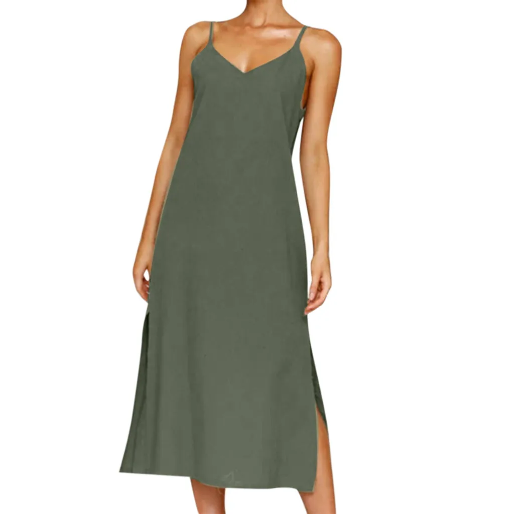 Модное женское летнее платье на пуговицах короткое вечернее без рукавов с v