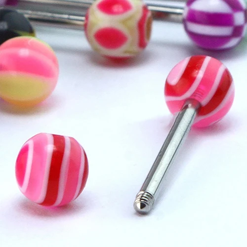 10 шт. модные панковские цветные шаровые ниппели штанга для языка кольца бруски
