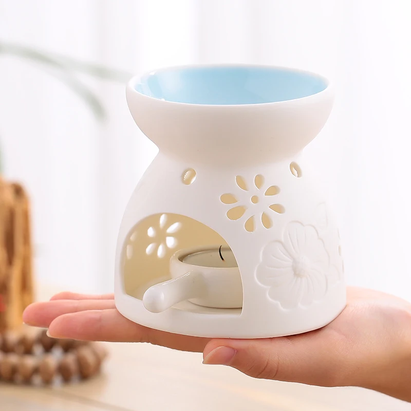 Короткая белая пустотелая керамическая ароматическая горелка эфирное масло