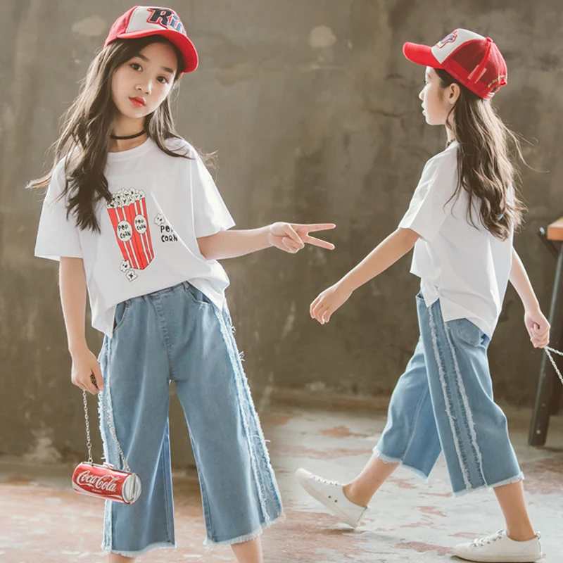 Комплекты одежды для девочек летняя рубашка без рукавов + свободные широкие