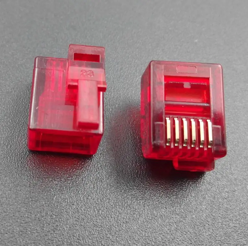 50 шт./лот RJ11 RJ12 разъем 6P6C правая Пряжка кабельный разъем DIY EV3 NXT Кабельный разъем кристалл головы - Цвет: Красный