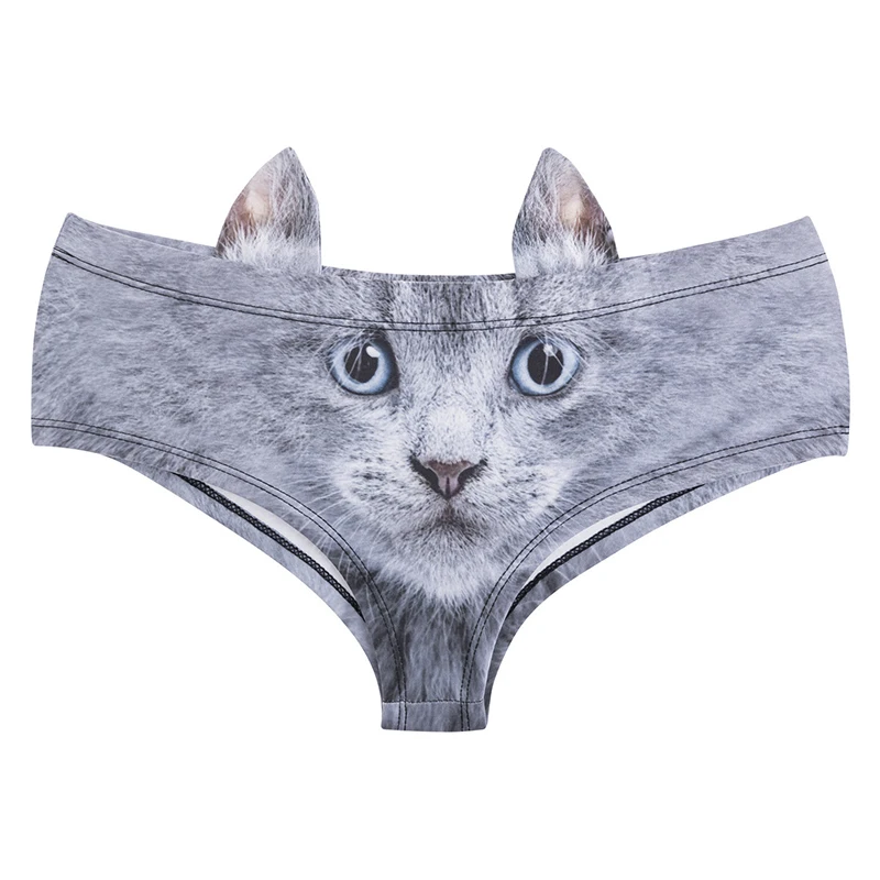 2019 New Womens' 3D Animal Print Cute Underwear Briefs with Pig Ears Cat Ear Fox Ear Pig Squirrel Printing Cute Underwear W9003