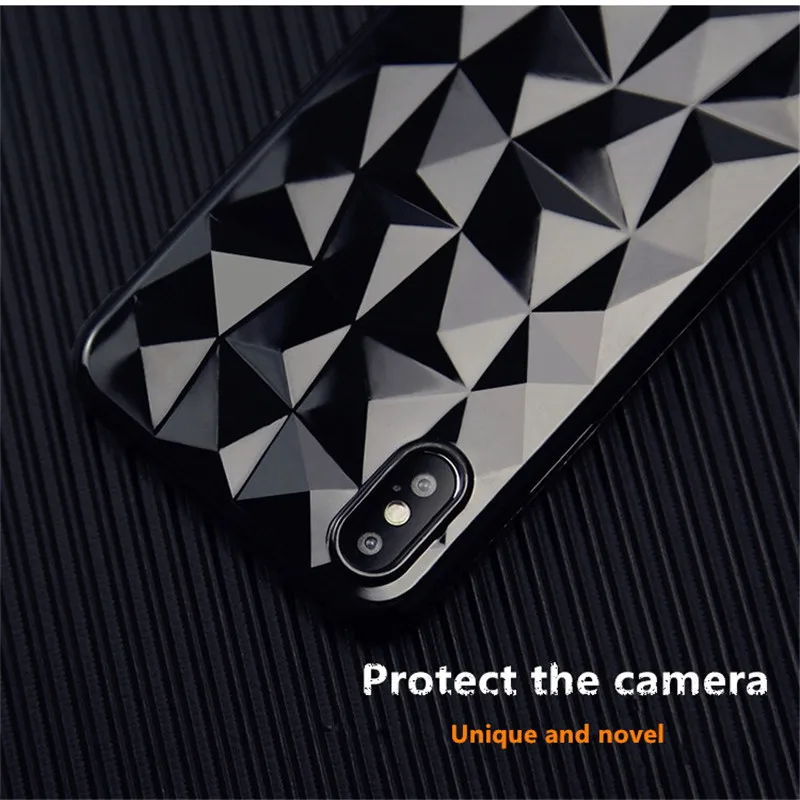 Роскошные 3D ромбовидный узор чехол для iPhone X Ультратонкий Мягкий ТПУ силиконовый