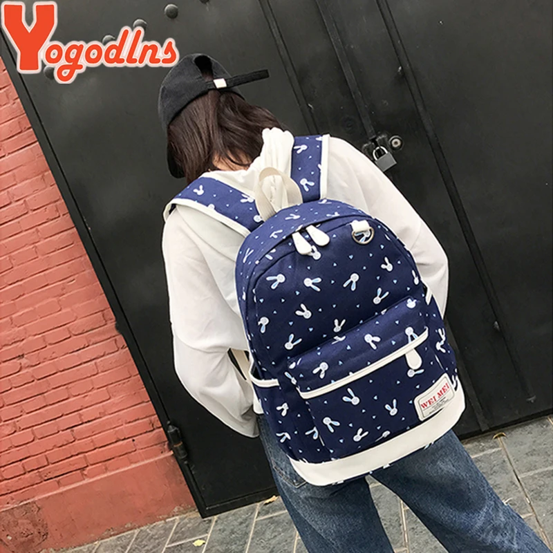 Yogodlns рюкзаки школьные сумки для девочек-подростков 4 комплекта женский рюкзак для путешествий с изображением животных кролика школьная сумка рюкзак