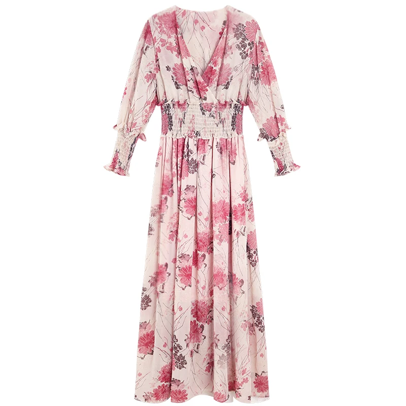 Женское шифоновое платье элегантное с цветочным рисунком весна лето 2020 модные
