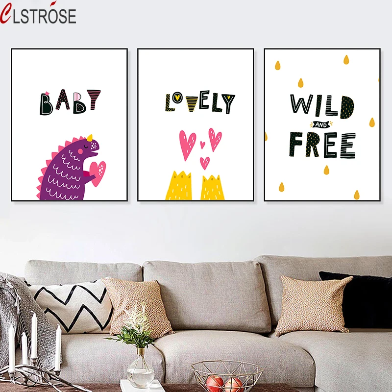CLSTROSE Canvas painting Poster Art Print Picture Abstract Painting Mural Children Bedroom Kid Room Decoration Posters For Kids | Дом и сад