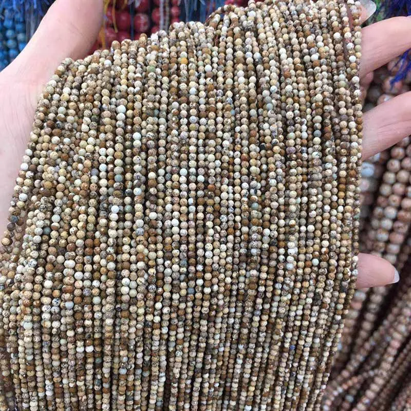 Picture stone Маленькие бусины из натурального камня, бусины из натурального граната, апатит 2 мм, разделенные бусины для изготовления ювелирных изделий, ожерелье, браслет своими руками - Цвет: Picture stone
