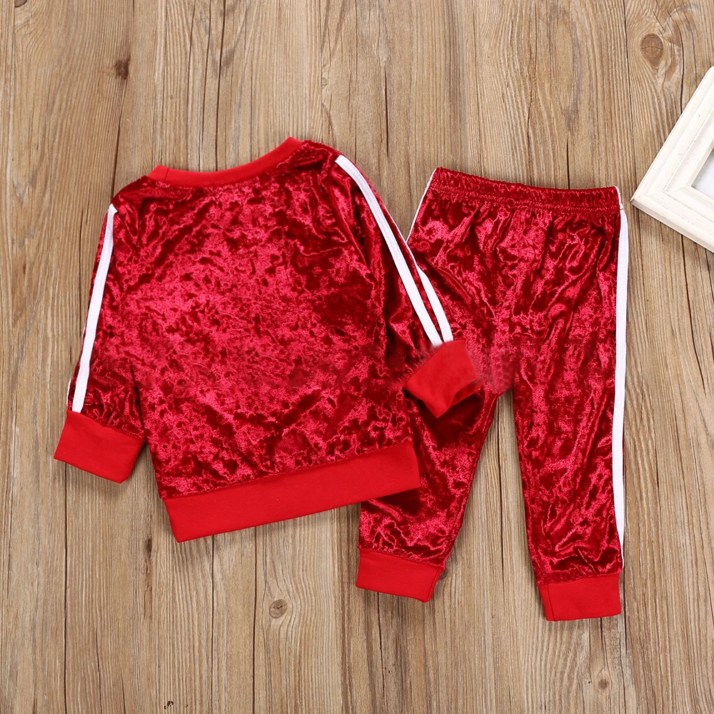 Спортивный костюм для маленьких девочек весенне осенний вельветовый комплект с