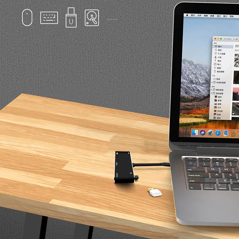 USB C к HDMI адаптер 4K Type HDMI/VGA/аудио/USB 3 0 порт + конвертер новое