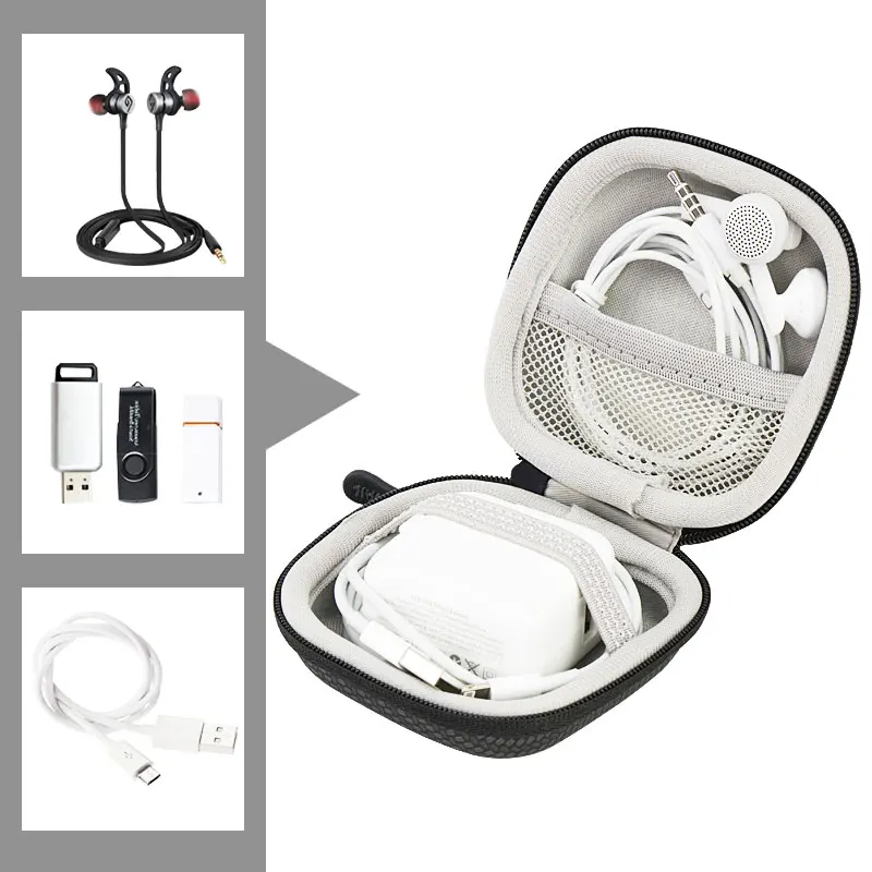Портативный чехол Airpods для беспроводных наушников квадратный мини с молнией