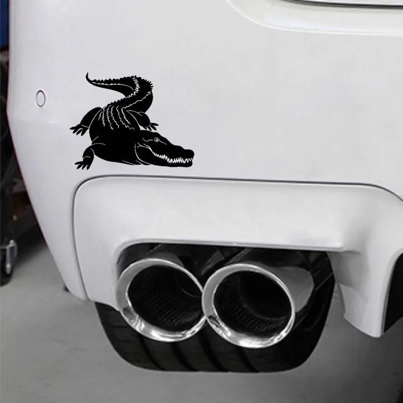 

YJZT 15.9CM*12.4CM Crocodile Animal Cartoon Delicate Interesting Vinyl Decal Art Car Sticker Black/Silver C19-1157