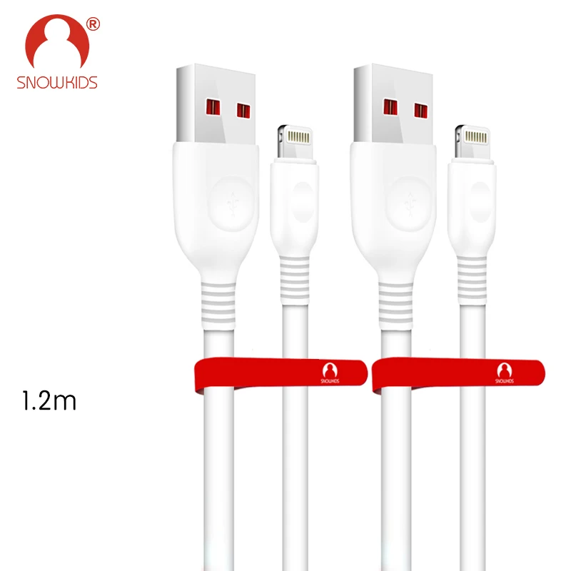 Кабель Snowkids для iPhone X, 8, 7, 6, 5, XR, XsMax, быстрая скорость зарядки, тонкий TPE Upto iOS12 для Lightning-USB 1,2 м
