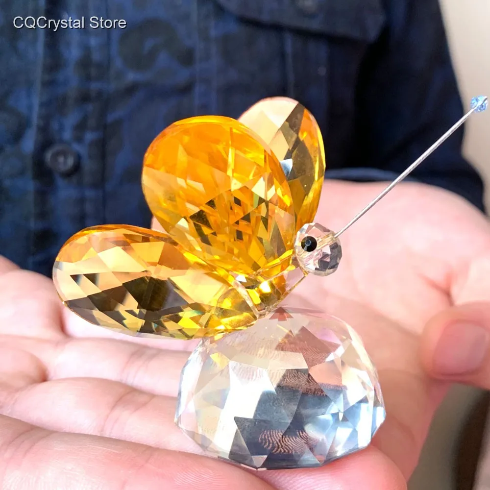 

Yellow K9 Crystal Butterfly Animal Figurines Ornament Glass Half Ball Paperweight Love Glass Craft Home Decor Kids Birthday Gift