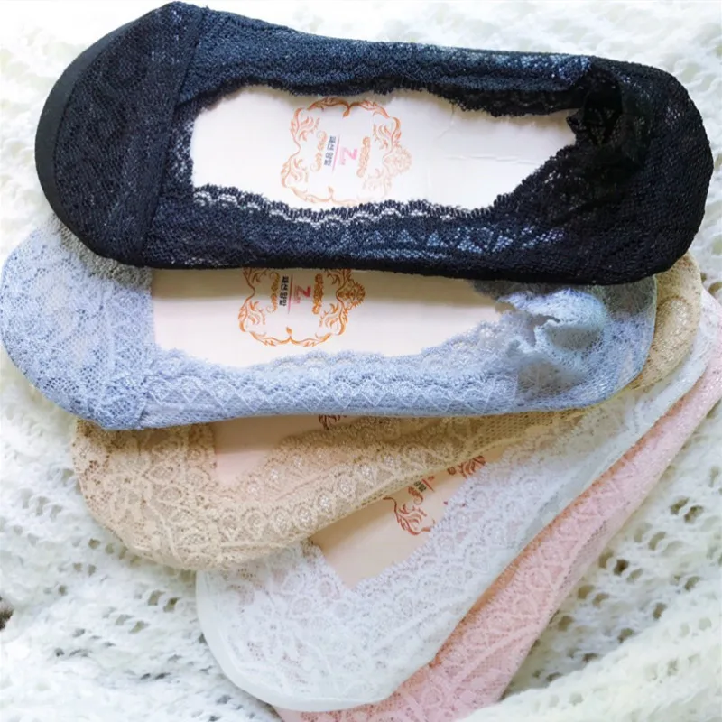 5 пар/компл. летние невидимые женские носки короткие Нескользящие кружевные