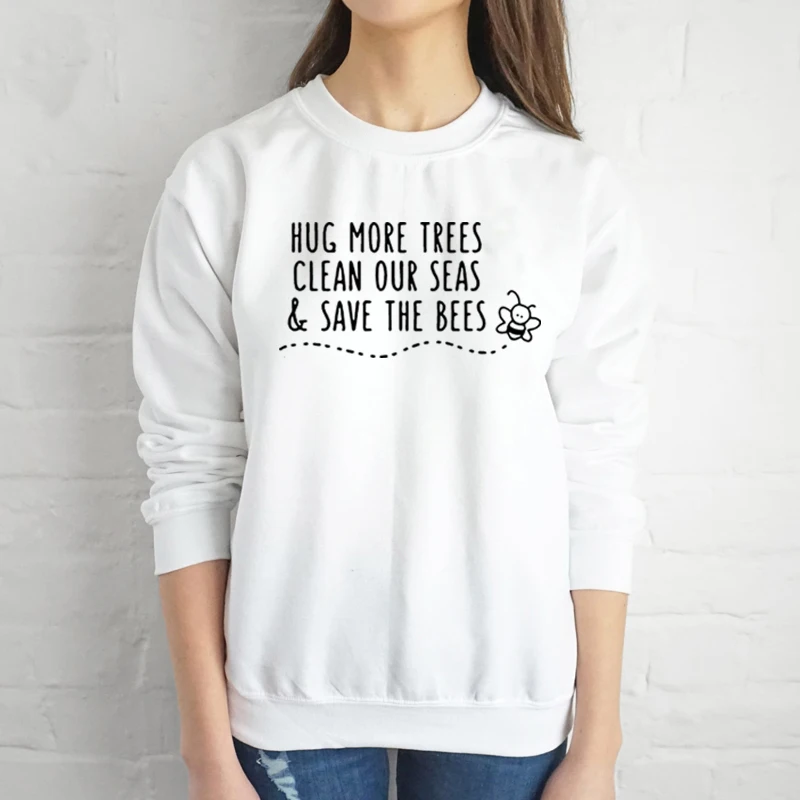 Женские толстовки с капюшоном Hug Trees Clear Our Seas Save Bees большие размеры розовая