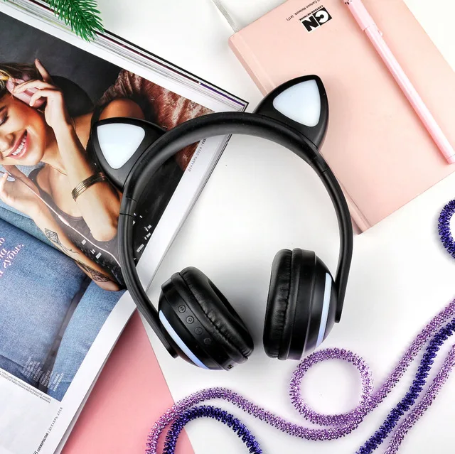 JINSERTA Cat/Rabbit/Deer/Devil наушники 7 цветов светодиодный светящиеся беспроводные Bluetooth наушники для косплея для игр
