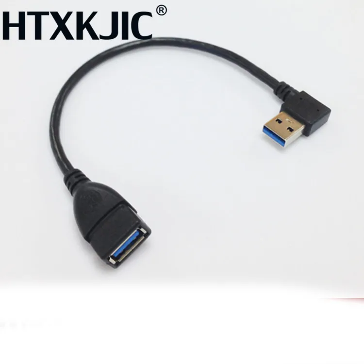 Переходник USB 3 0 штекер-гнездо M/F синий 90 градусов вертикальный левый правый вверх