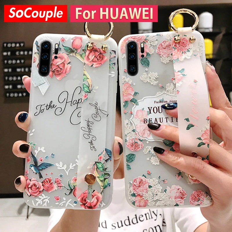 SoCouple для huawei P30 P20 Pro mate 30 Lite 10 20 pro Nova 3i 5i Pro Honor 10 20 чехол для телефона мягкий чехол из ТПУ с ремешком на запястье