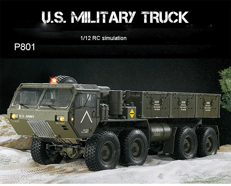 HG 1/12 RC военный грузовик США металлический 8*8 шасси Модель 2,4G радио Серводвигатель P801 без светильник и звук TH04720