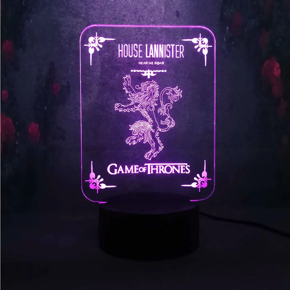 DIY 3D настольная лампа Gane of Thrones HOUSE LANNSTER креативный Декор для сна в спальню детей