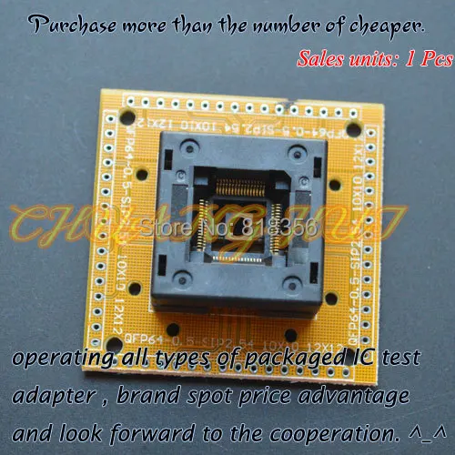 Тестовый разъем QFP64 lq64 TQFP64 IC с шагом клеммы = 0 5 Размер 10x1 мм/12x12 мм | Компьютеры и