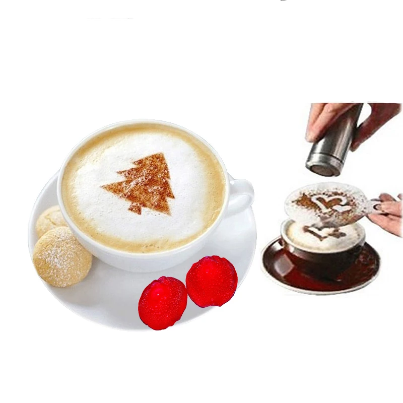 FEIGO 16Pcs/set Fancy Coffee Printing Flower Mould Plastic Cafe Foam Spray Barista Stencils Decoration Tool Garland Mold C296 | Дом и сад