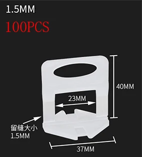 100PCS 1.5mm Clips 100 шт. 1/1. 5/2/3 мм выравнивание клинья плиточные прокладки зажимы для напольных покрытий в клеточку измерены в ненатянутом инструмент для Raimondi Системы напольная плитка Наборы инструменты - Цвет: 100PCS 1.5mm Clips