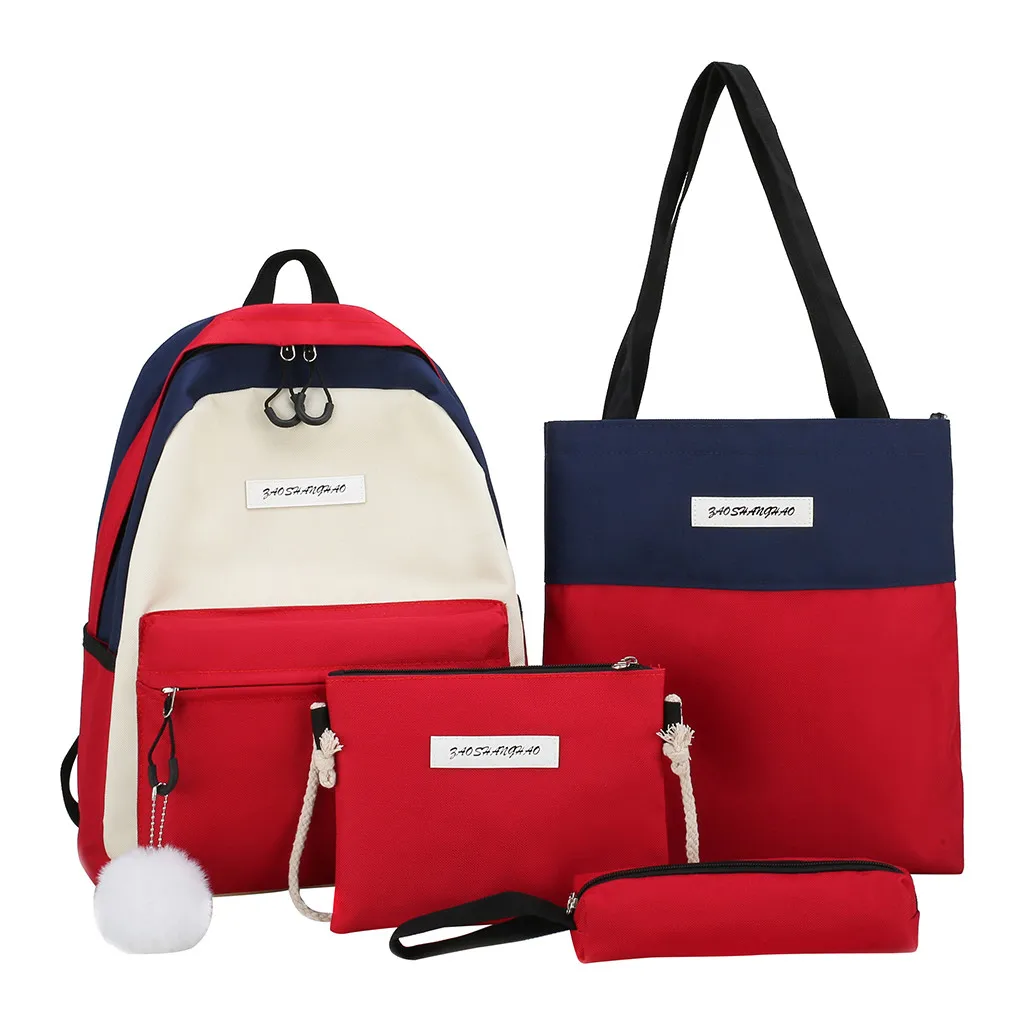 Conjunto mochila escolar meninas маленький рюкзак 4 шт. Женская Холщовая Сумка через плечо сумка