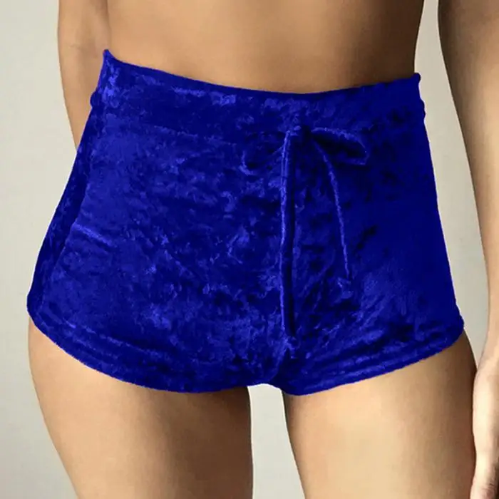 2018 Women Velvet Drawstring Shorts Casual High Waist Spring Summer Sexy Skinny Short Pants