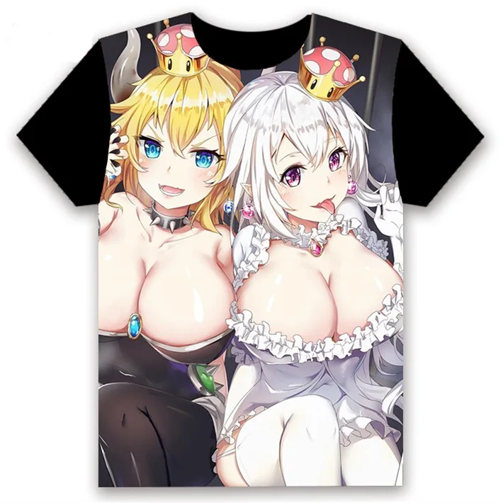 Футболка с аниме Boosette Bowsette Bowser, принцесса, принт, сексуальный, косплей, короткий рукав, унисекс, черная футболка, топы, Повседневная летняя одежда - Цвет: 21