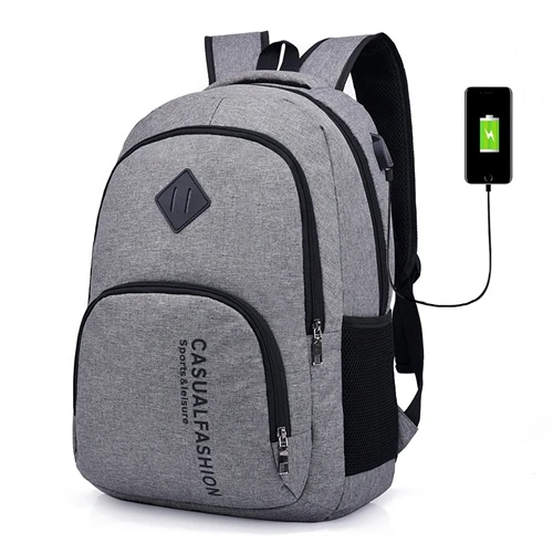 Grey ZENBEFE Новое поступление школьные сумки для подростков USB Charing подключение рюкзаки путешествия рюкзак сумка для ноутбука мужской рюкзак - Цвет: Grey