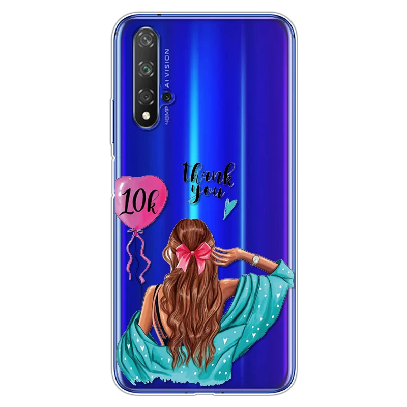 0c1qiqiu Модные черно-коричневые накладки для мамы и дочки, для huawei Honor 20, чехол s 6,2", мягкие чехлы из ТПУ для huawei Honor 20 Pro, чехол - Цвет: 0c1qiqiu