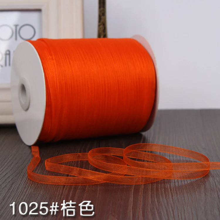 Orange 10 м/лот) 1/"(6 мм) ленты из органзы,, подарок на свадьбу, Рождество, украшения, упаковка, белые, розовые, красные, черные ленты - Цвет: Orange