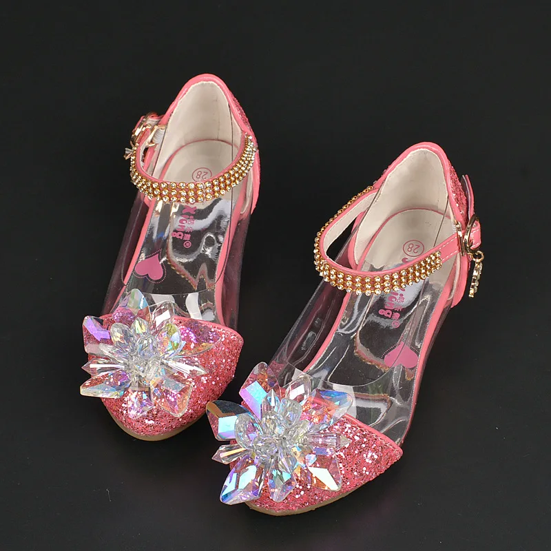 2018 модные туфли Золушки со стразами и яркими тонкие принцессы для девочек на