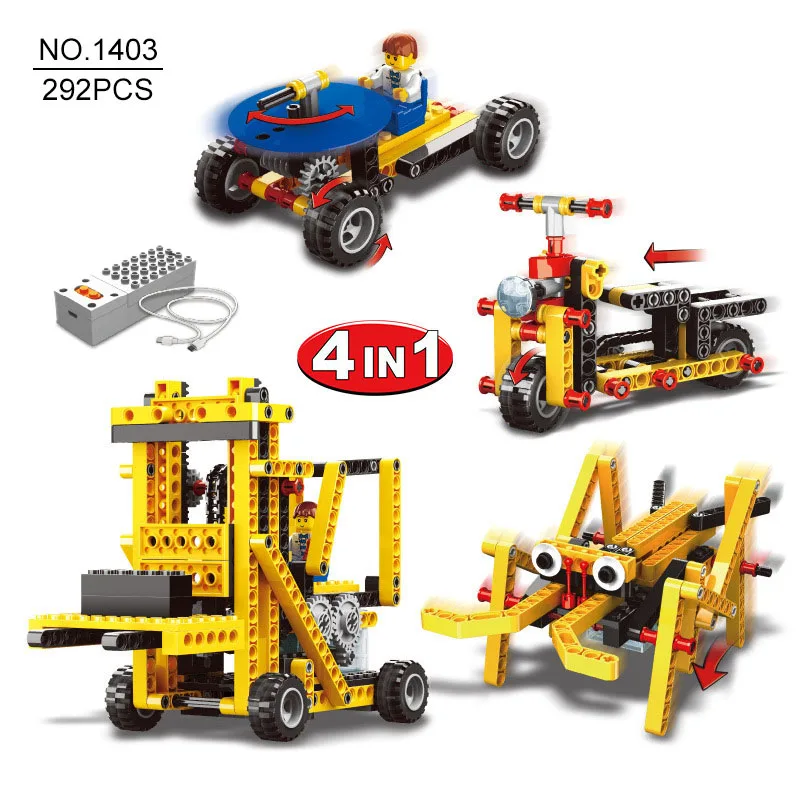 RC Toys 4 In 1 Remote Control Building Blocks Kit Assembled Electric Children STEM Educational Compatible Major Brands | Игрушки и хобби