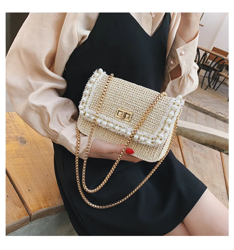 Красочные жемчужные сумки через плечо для женщин 2019 модные твидовые маленькие