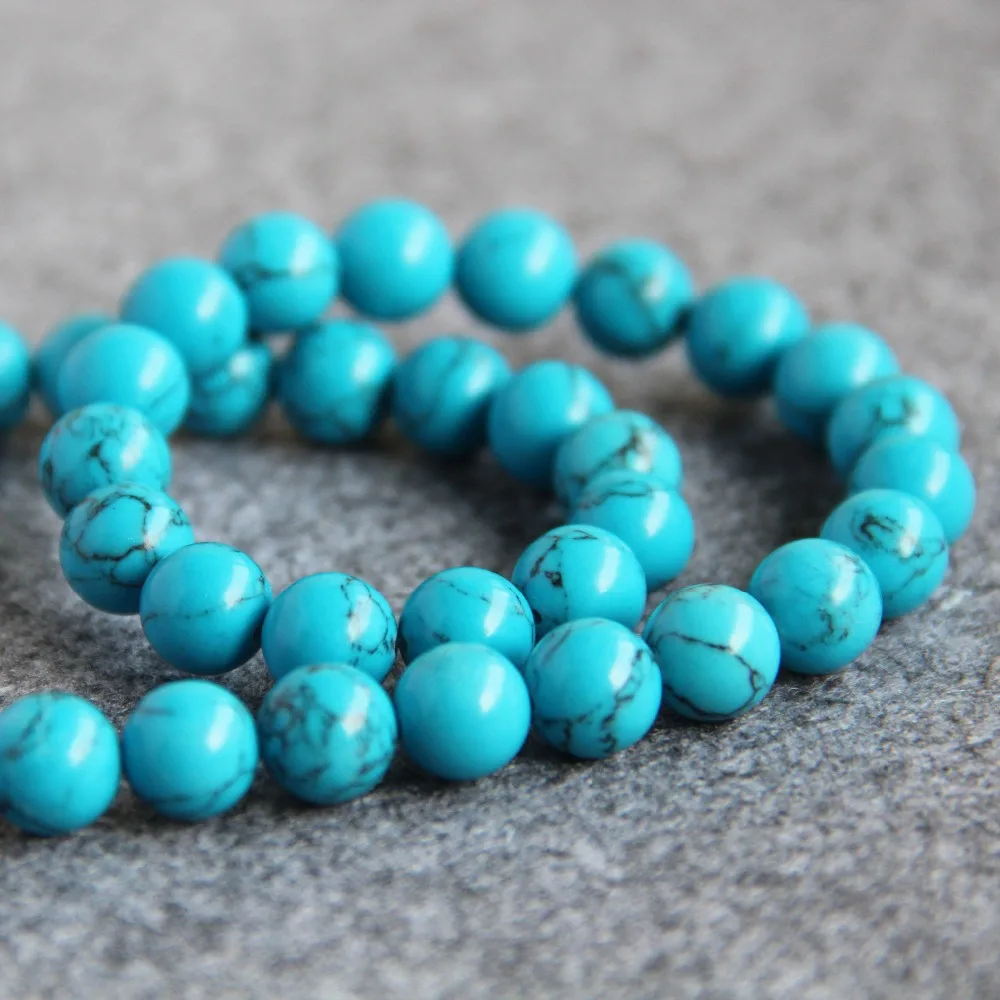 Аксессуары ремесла ожерелье браслет 10 мм синий индюк Howlite бусины из халцедона