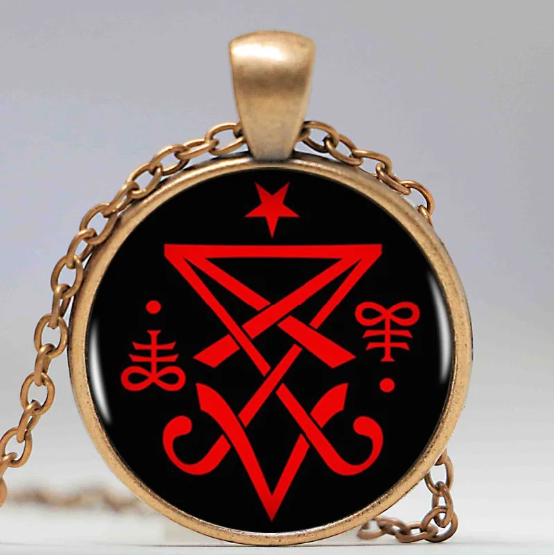 Скрытую Sigil of Lucifer заявление ожерелье кулон Цепочки и ожерелья дешевые ювелирные