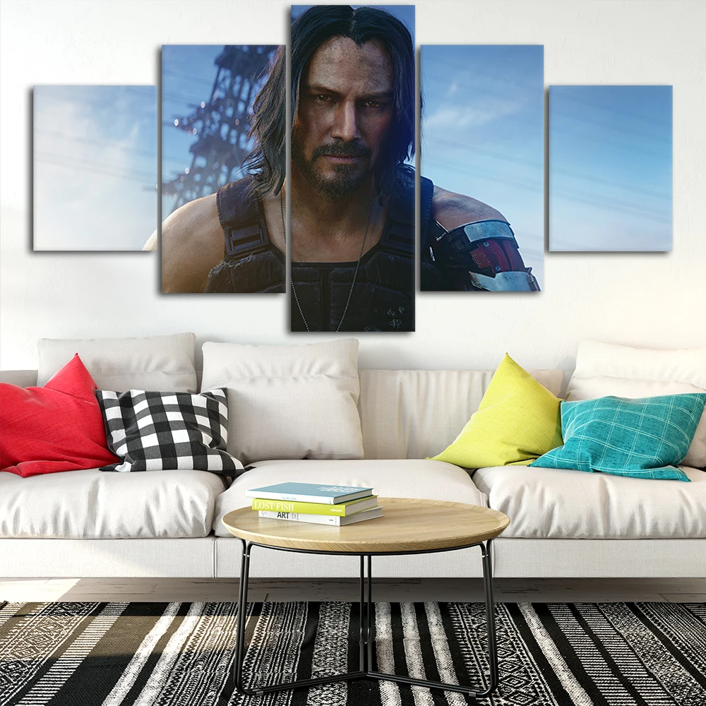 Cyberpunk 2077 Keanu Ривз Холст Плакаты украшения для дома стены искусства рамки 5 шт.