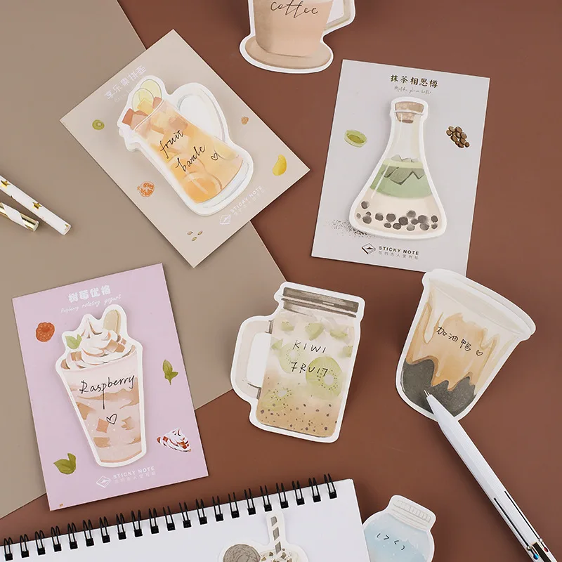 8 pcs beverage sticky notes afternoon tea yummy cheers post memo pad Marker it stickers Stationery Office School supplies EM134 |