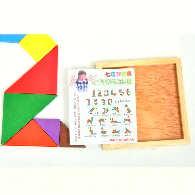 Деревянные цветные Tangram головоломки познавательный умственного развития детские игрушки дети обучающая игрушка BM